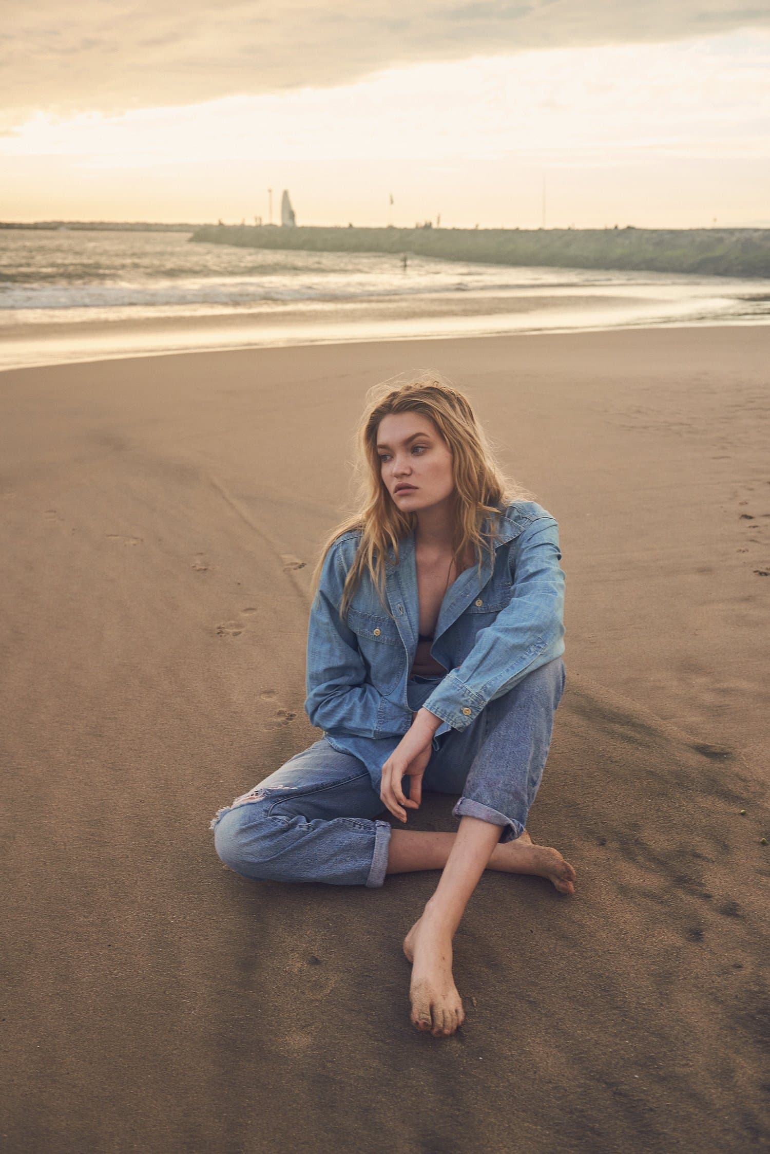 Beach portrait, warm tones