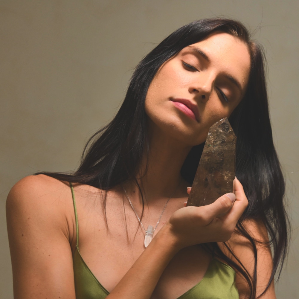Iro House shoot, styled vignette with crystals