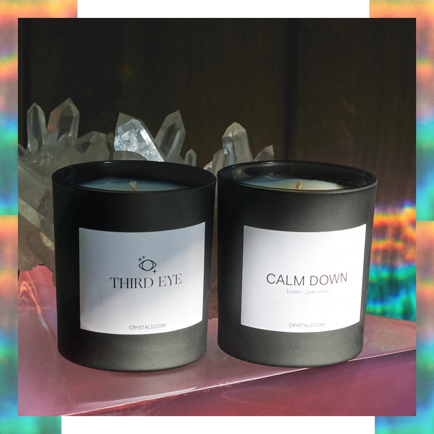 Crystals.com candle duo, clean product styling